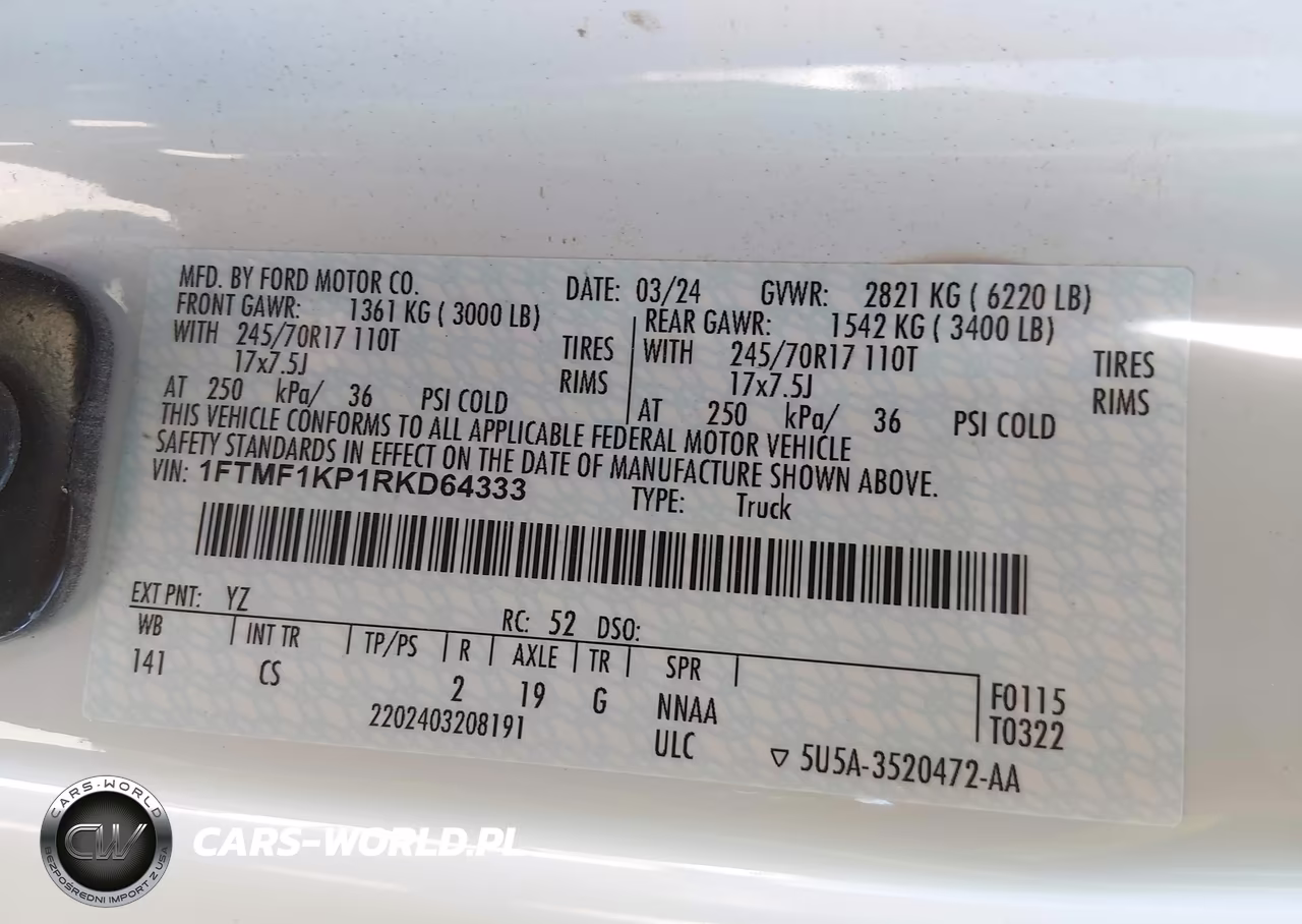2024 Ford F-150 Xl VIN:1FTMF1KP1RKD64333 - 9