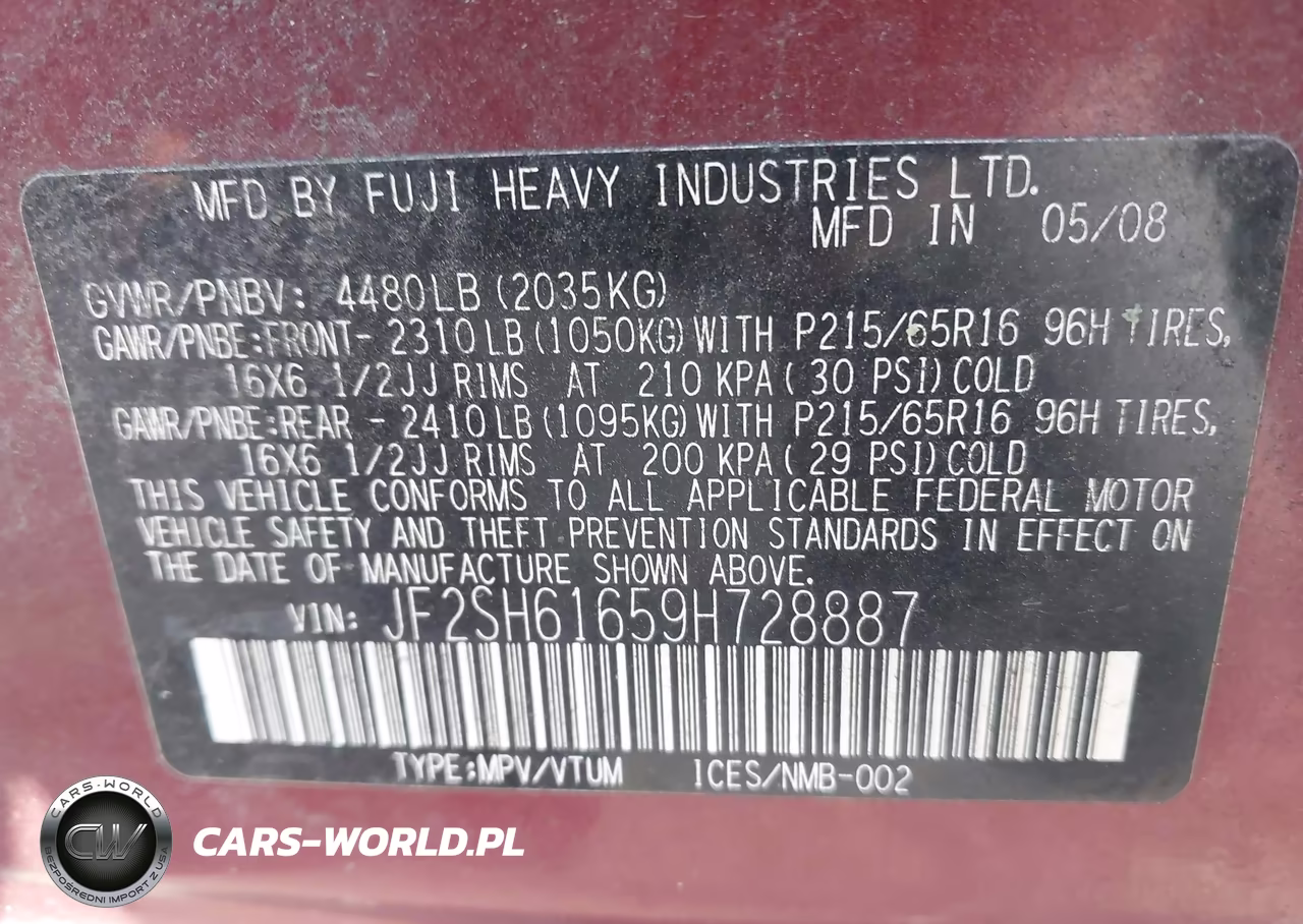 2009 Subaru Forester 2.5X VIN:JF2SH61659H728887 - 9