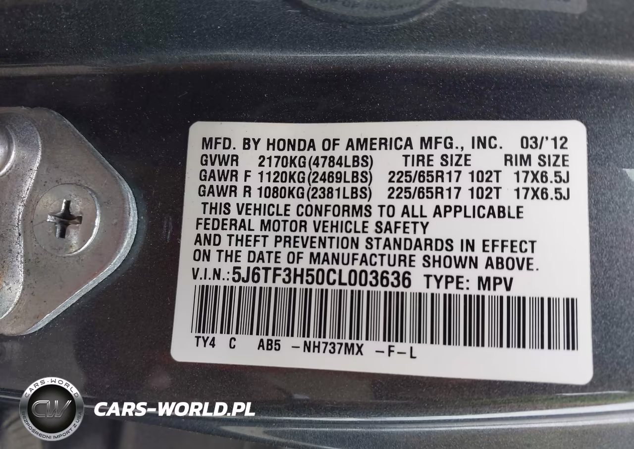 2012 Honda Crosstour 2.4 Ex-L VIN:5J6TF3H50CL003636 - 9