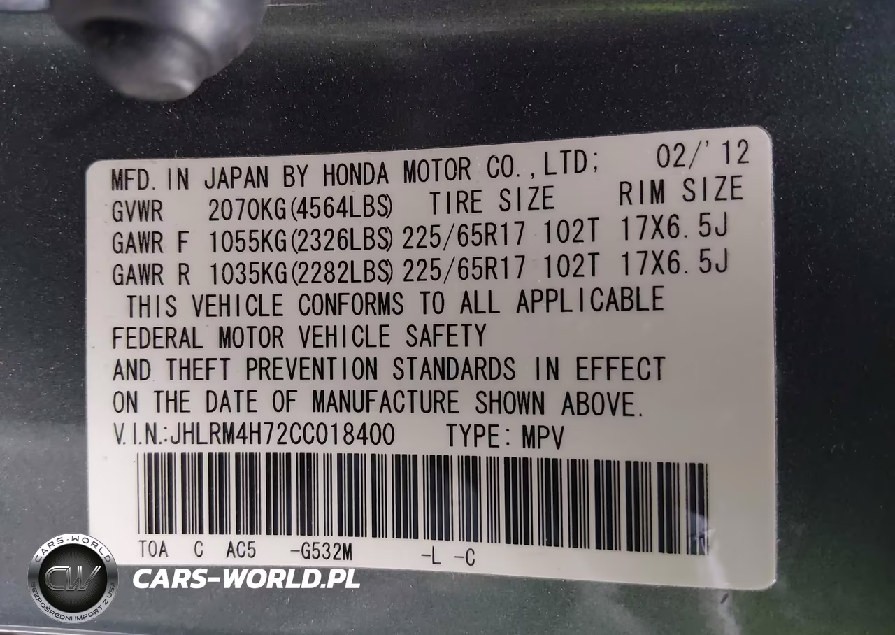 2012 Honda Cr-V Ex-L VIN:JHLRM4H72CC018400 - 9
