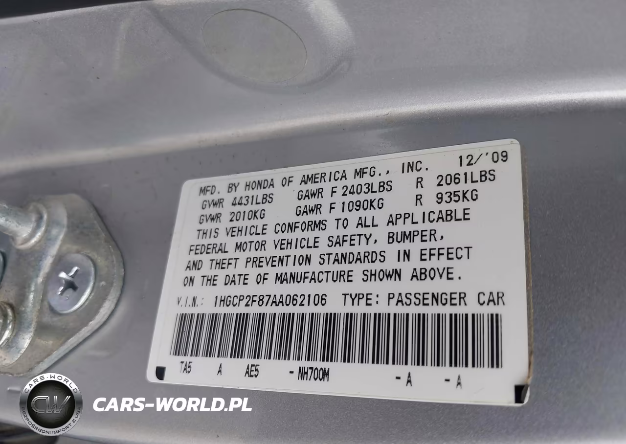 2010 Honda Accord 2.4 Ex-L VIN:1HGCP2F87AA062106 - 9