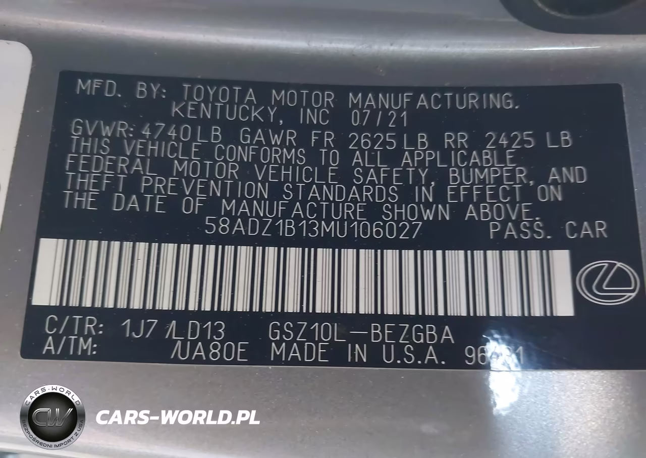 2021 Lexus Es 350 VIN:58ADZ1B13MU106027 - 9