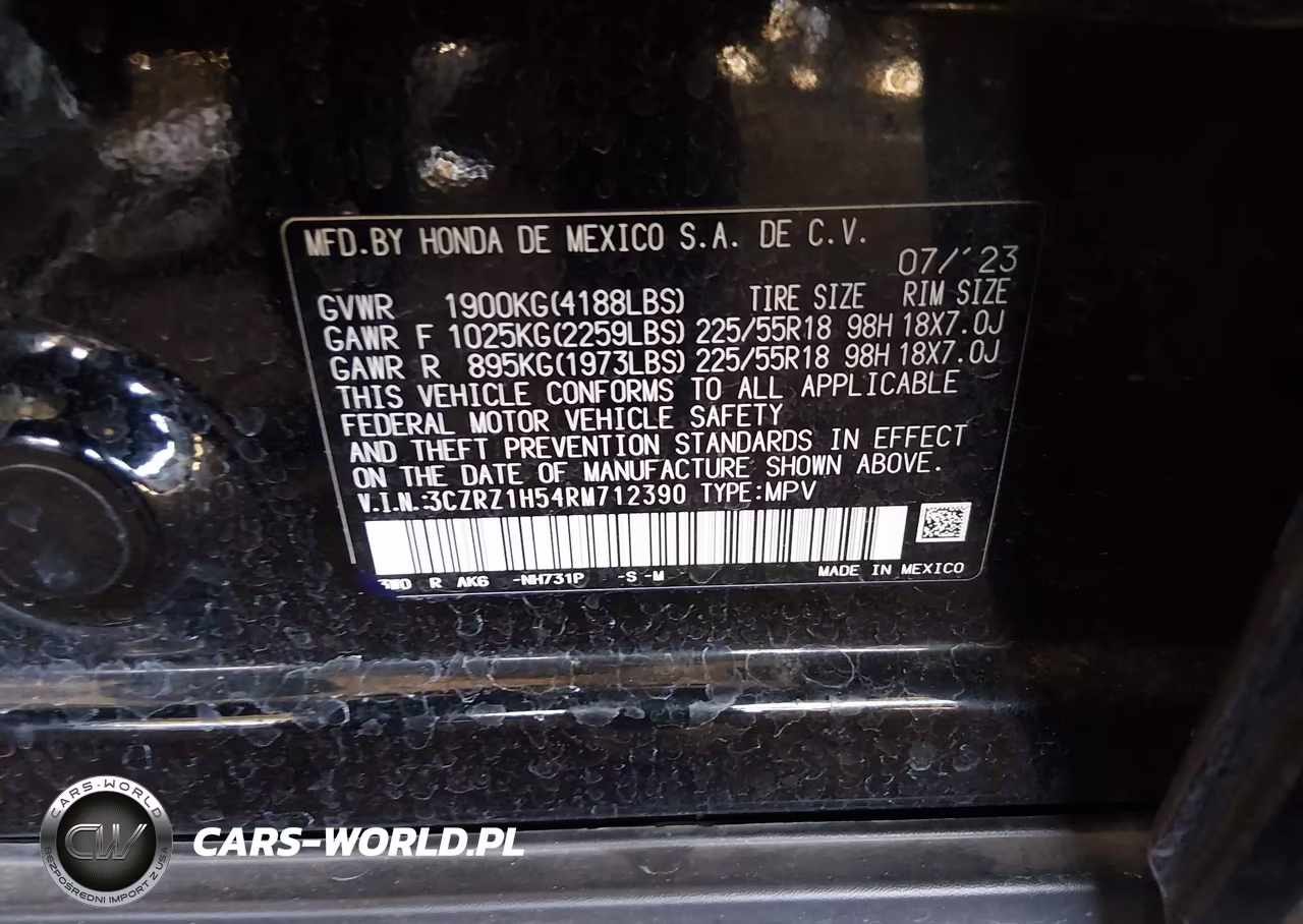 2024 Honda Hr-V 2Wd Sport-2Wd Sport W-O Bsi VIN:3CZRZ1H54RM712390 - 9