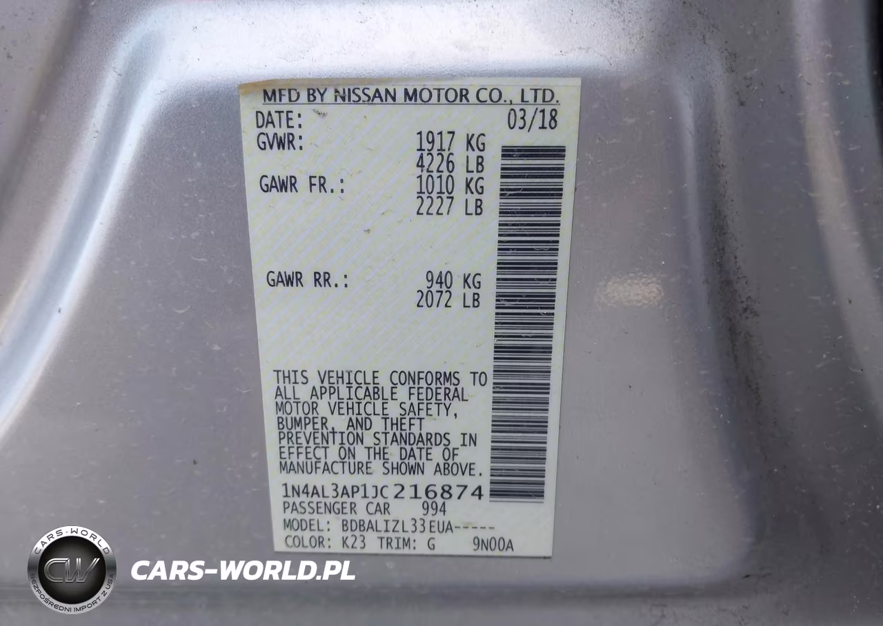 2018 Nissan Altima 2.5 Sv VIN:1N4AL3AP1JC216874 - 9