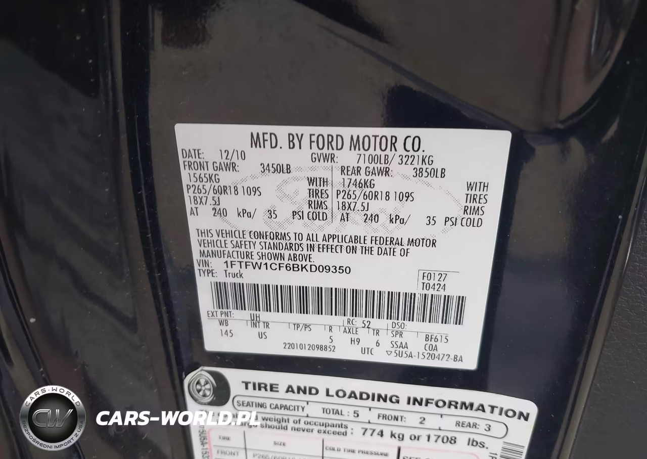 2011 Ford F-150 Xlt VIN:1FTFW1CF6BKD09350 - 9