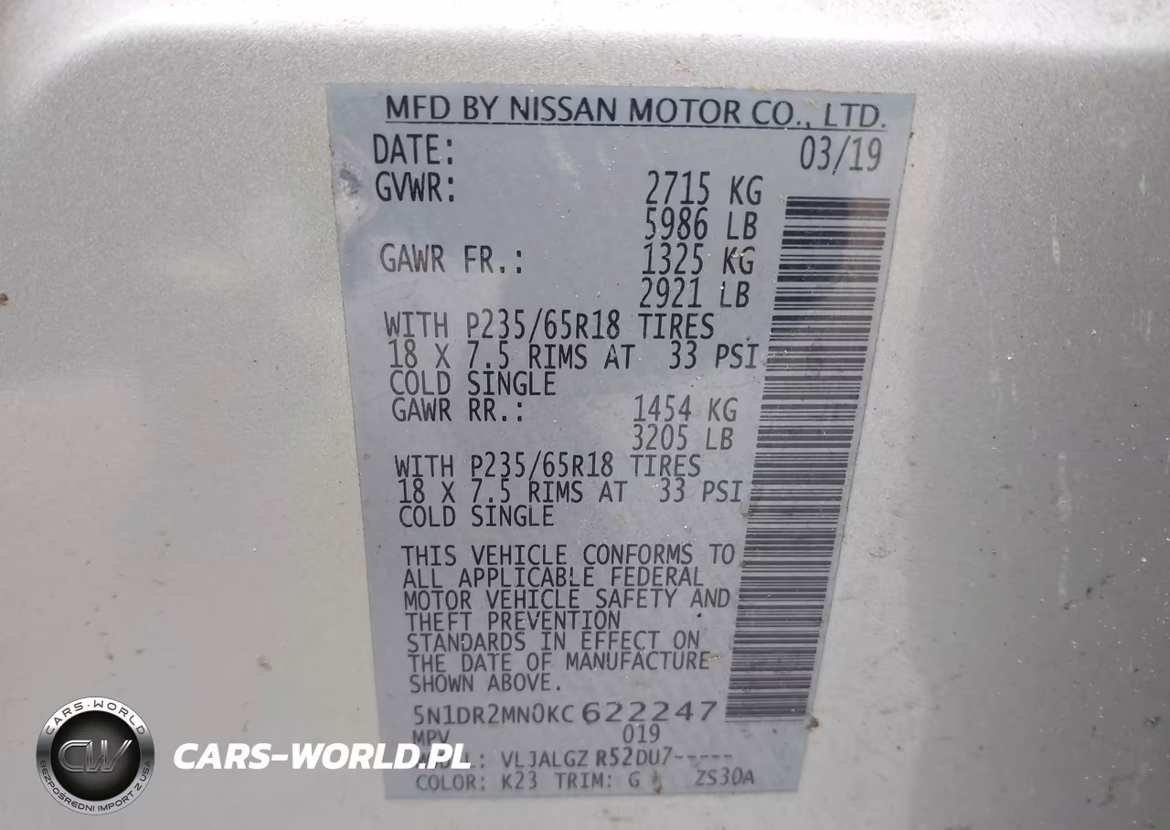 2019 Nissan Pathfinder Sl VIN:5N1DR2MN0KC622247 - 9