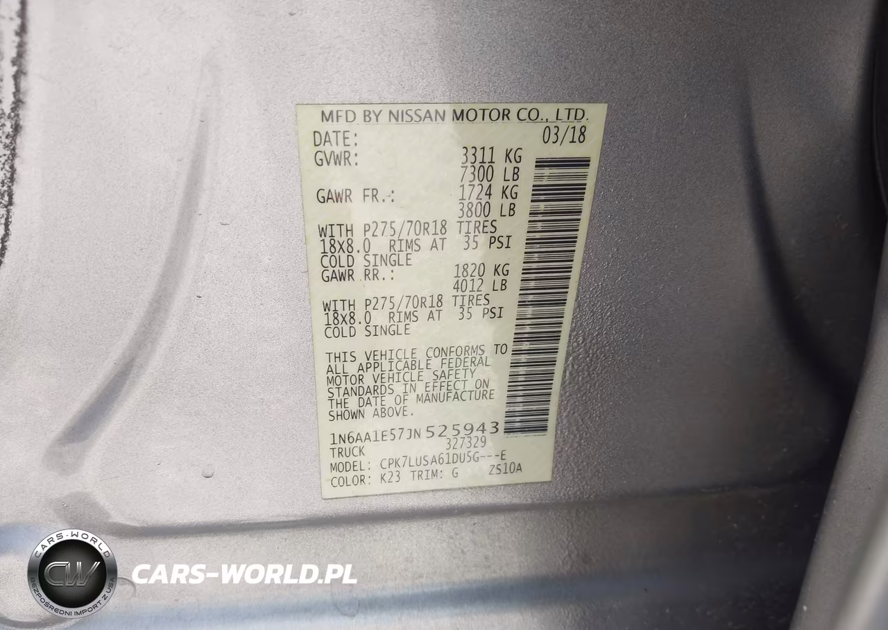 2018 Nissan Titan Pro-4X VIN:1N6AA1E57JN525943 - 9