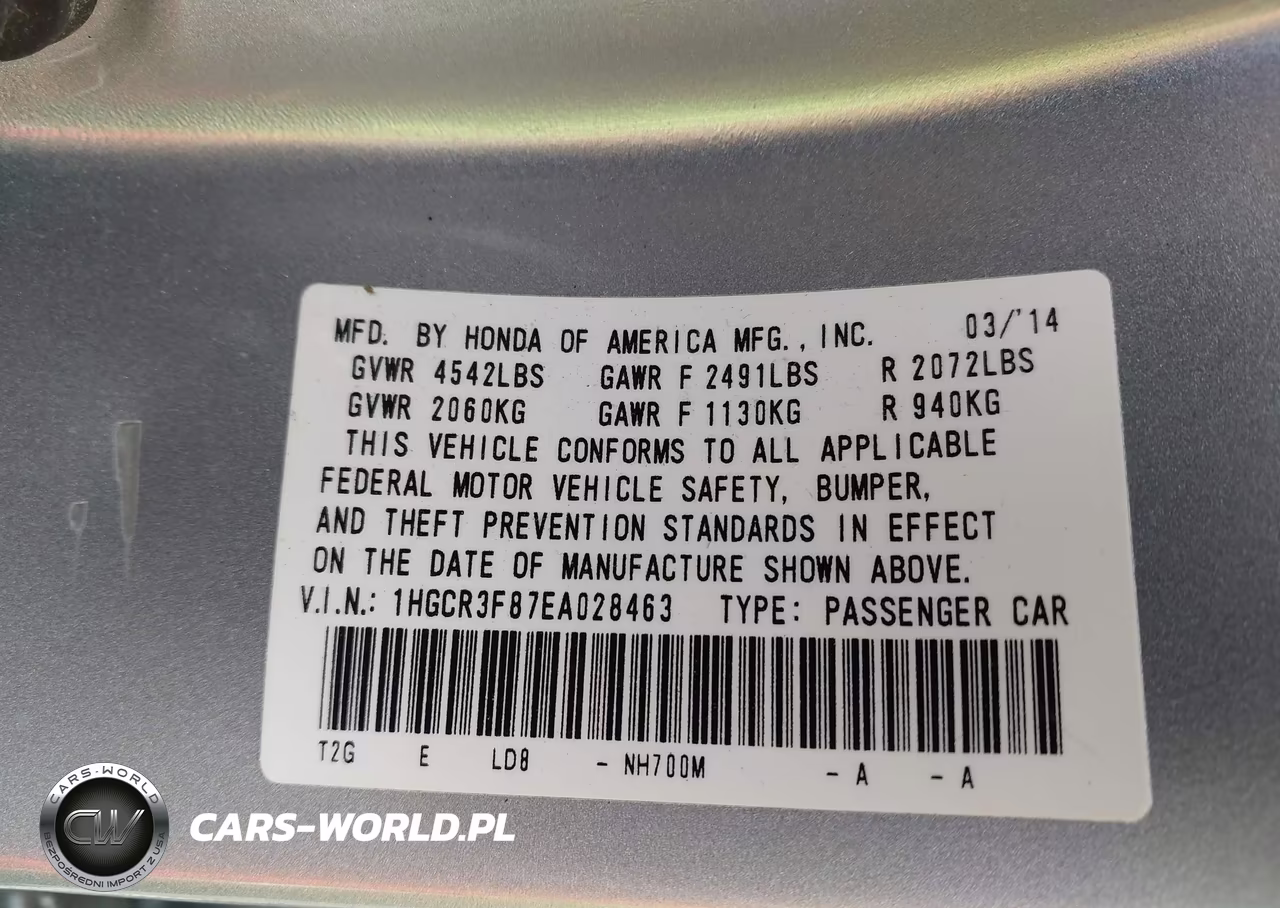 2014 Honda Accord Ex-L V-6 VIN:1HGCR3F87EA028463 - 9
