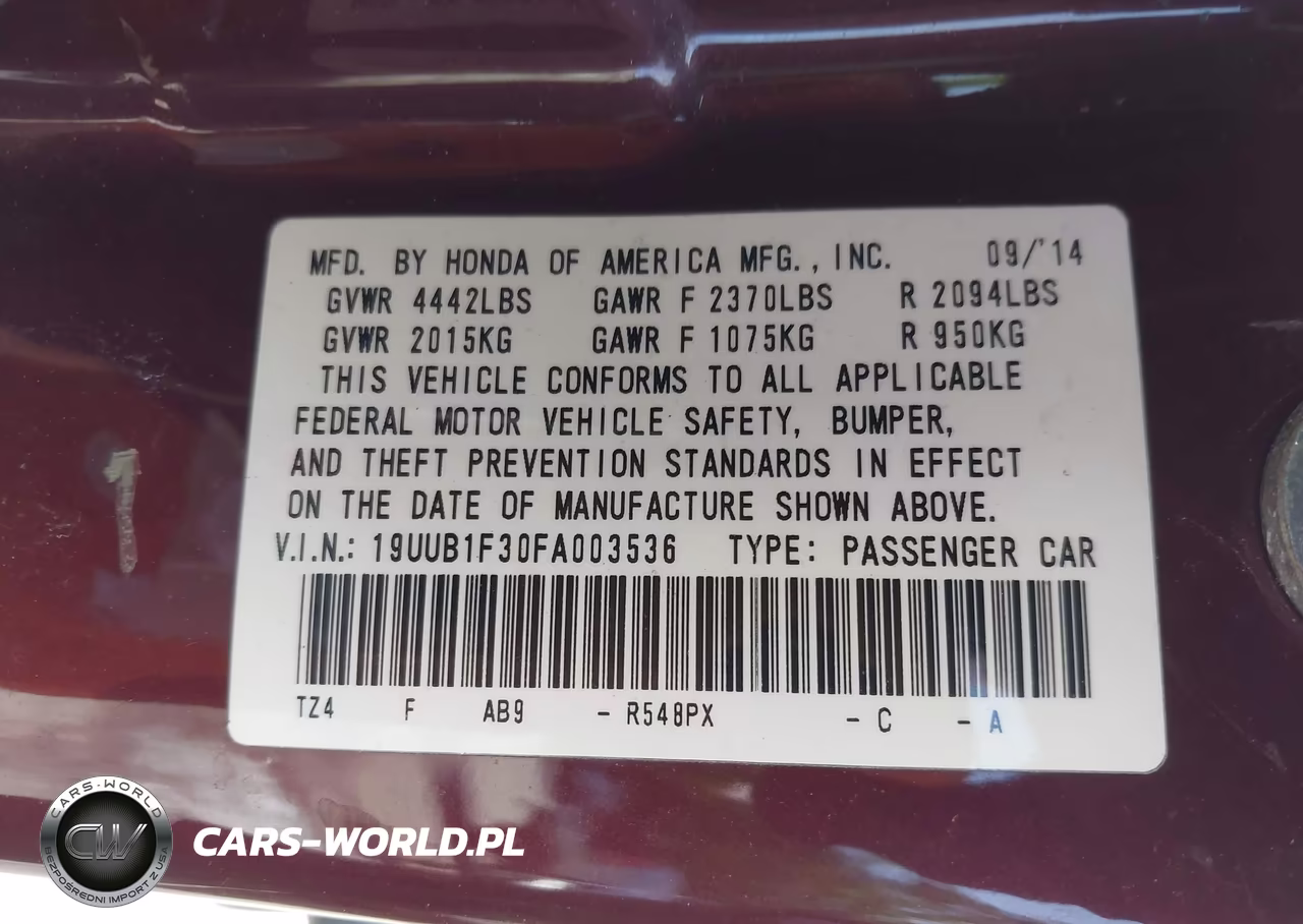 2015 Acura Tlx VIN:19UUB1F30FA003536 - 9