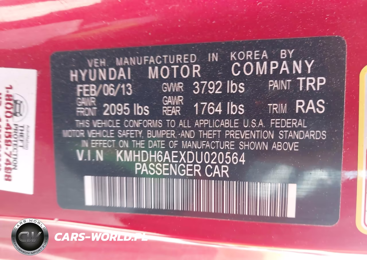 2013 Hyundai Elantra Gs VIN:KMHDH6AEXDU020564 - 9