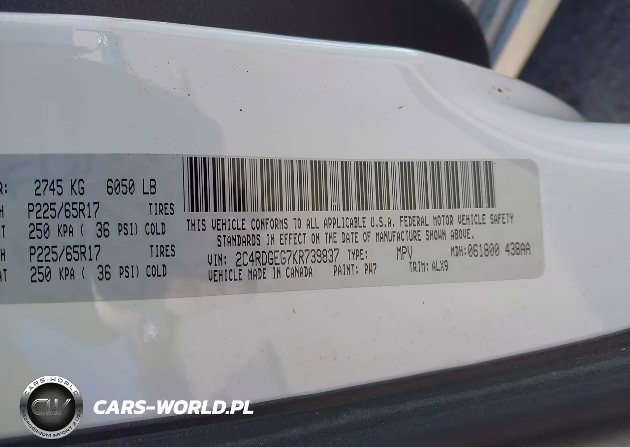 2019 Dodge Grand Caravan Gt VIN:2C4RDGEG7KR739837 - 9