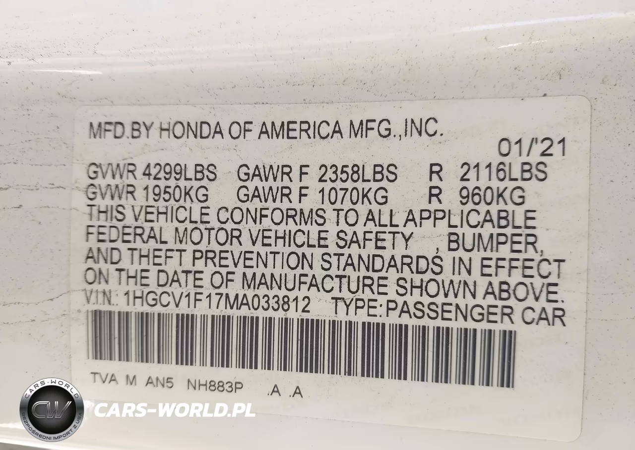 2021 Honda Accord Lx VIN:1HGCV1F17MA033812 - 9
