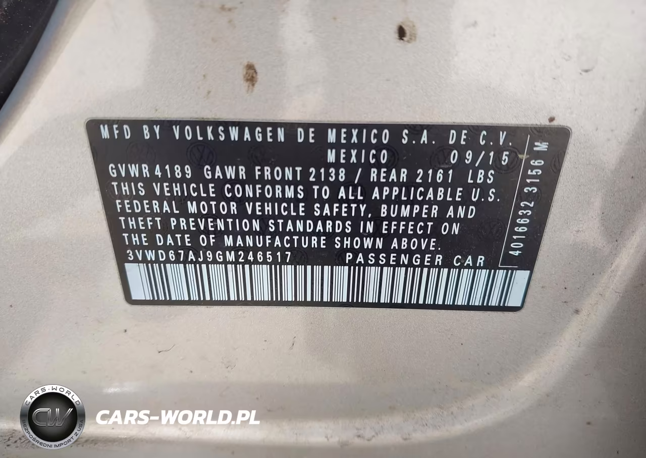 2016 Volkswagen Jetta 1.4T Se VIN:3VWD67AJ9GM246517 - 9