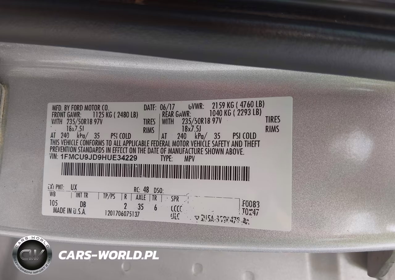 2017 Ford Escape Titanium VIN:1FMCU9JD9HUE34229 - 9
