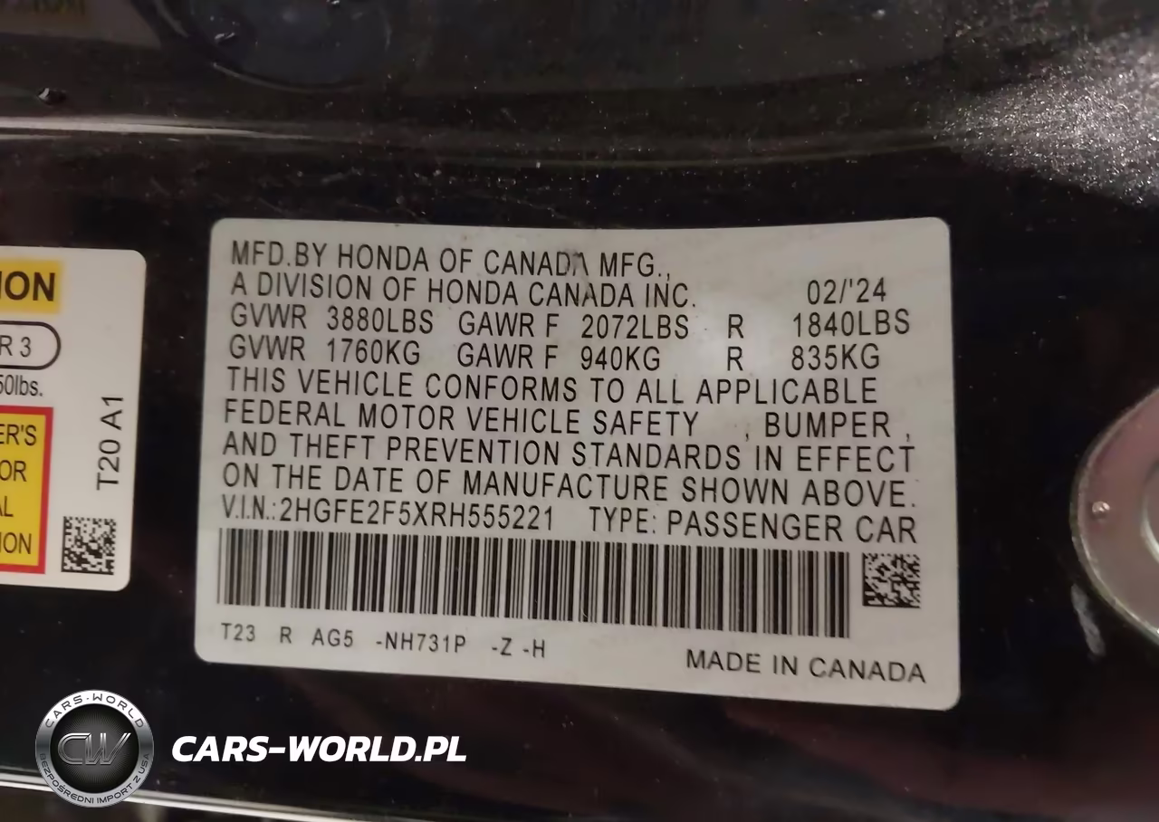 2024 Honda Civic Sport VIN:2HGFE2F5XRH555221 - 9