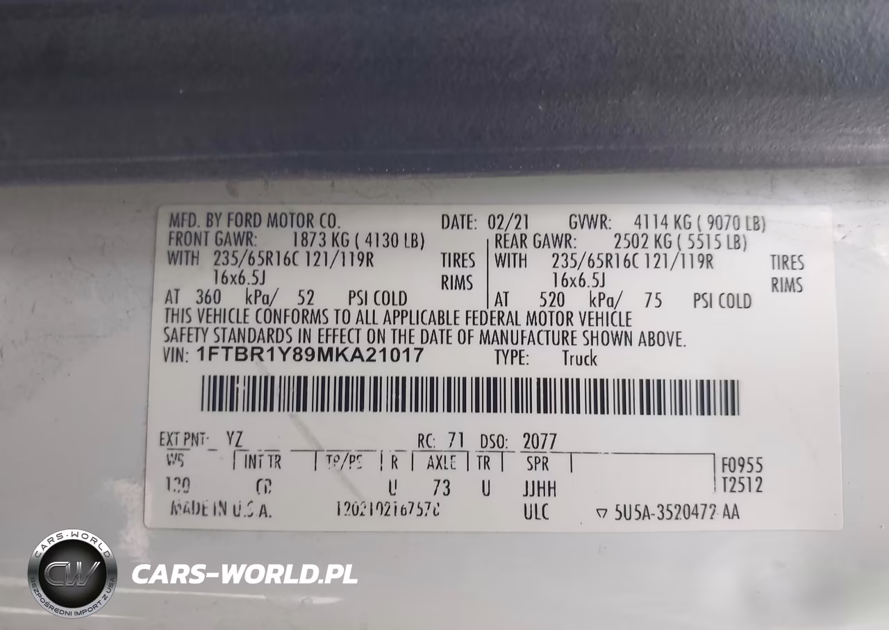 2021 Ford Transit-250 VIN:1FTBR1Y89MKA21017 - 9
