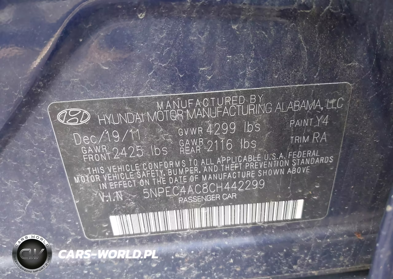 2012 Hyundai Sonata Se VIN:5NPEC4AC8CH442299 - 9