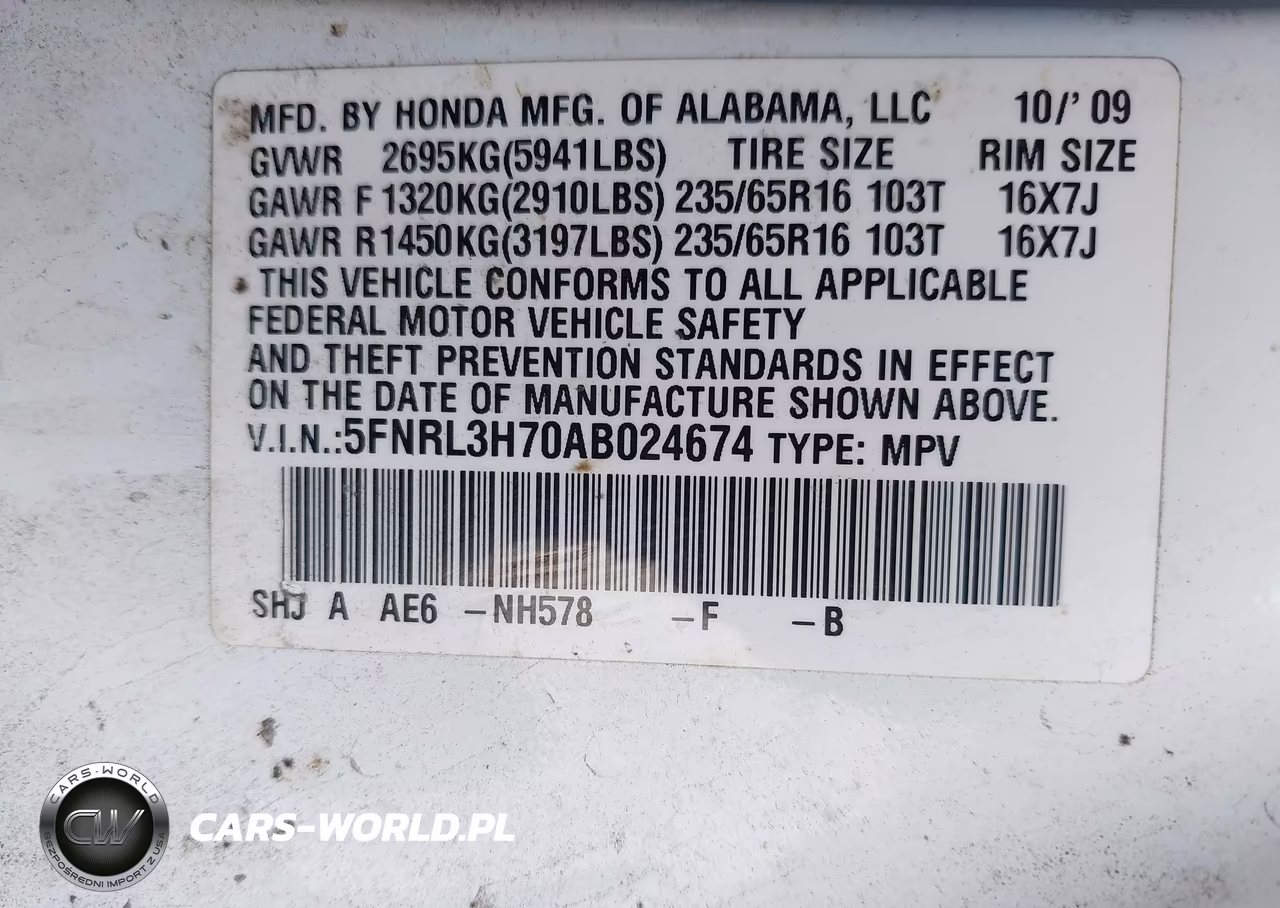 2010 Honda Odyssey Ex-L VIN:5FNRL3H70AB024674 - 9