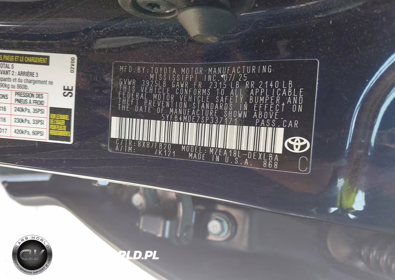 2025 Toyota Corolla Le VIN:5YFB4MDE7SP337171 - 9
