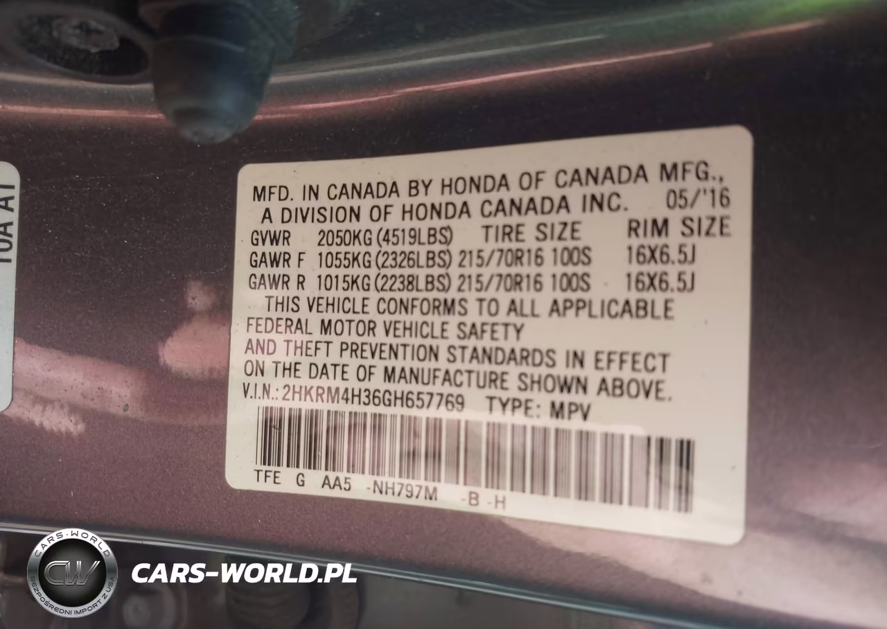 2016 Honda Cr-V Lx VIN:2HKRM4H36GH657769 - 9