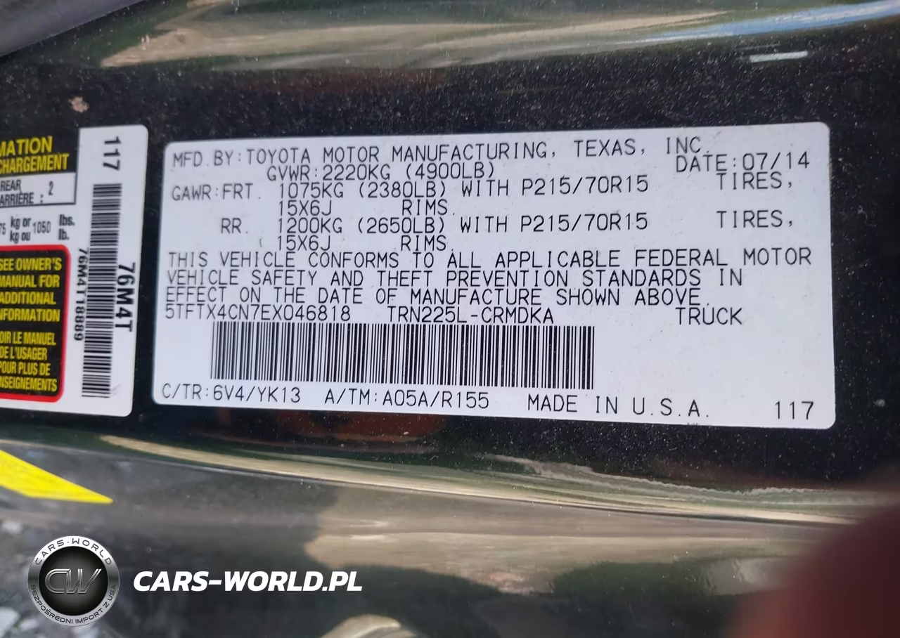 2014 Toyota Tacoma VIN:5TFTX4CN7EX046818 - 9