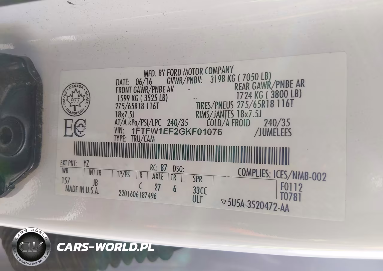 2016 Ford F-150 Xlt VIN:1FTFW1EF2GKF01076 - 9