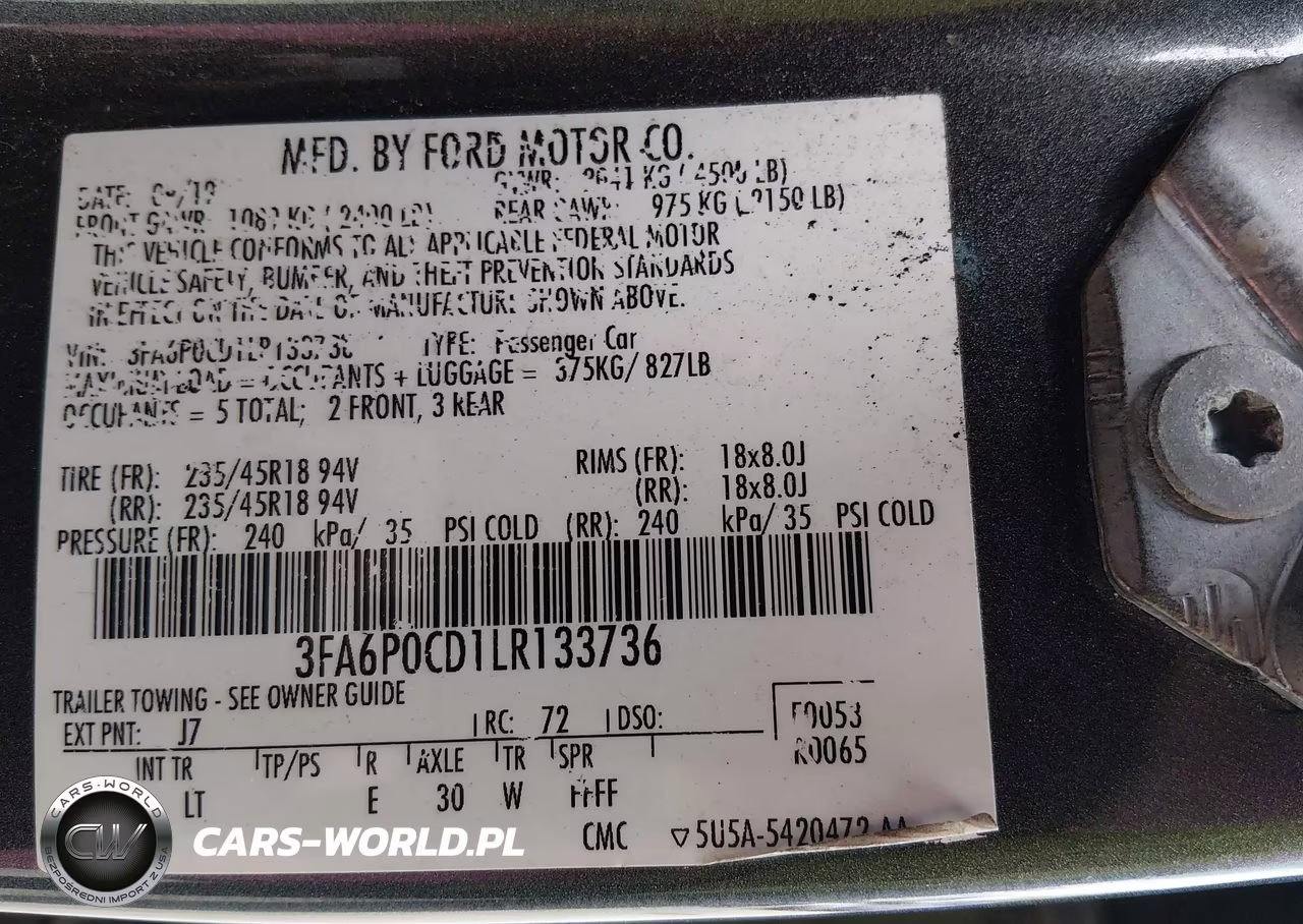 2020 Ford Fusion Sel VIN:3FA6P0CD1LR133736 - 9