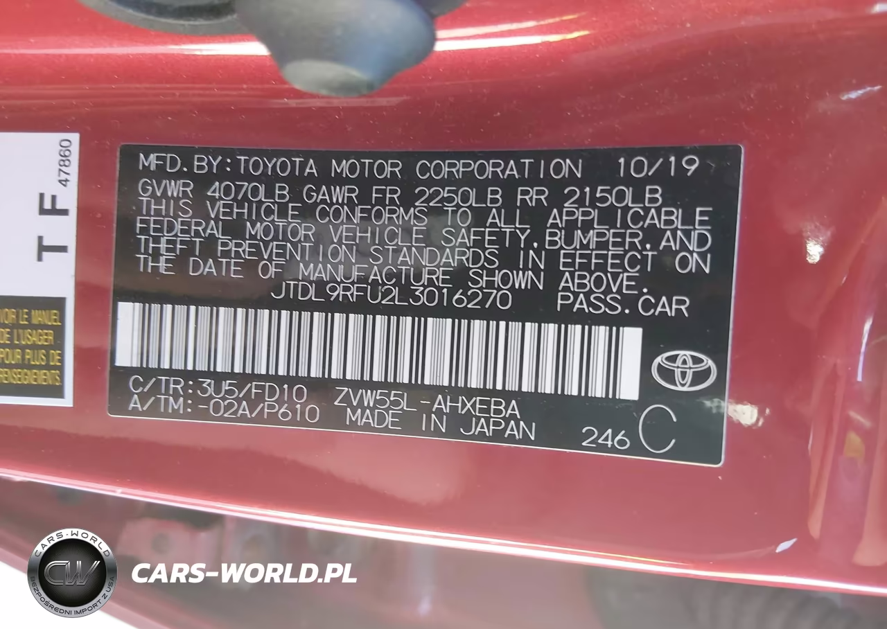 2020 Toyota Prius Le Awd-E VIN:JTDL9RFU2L3016270 - 9
