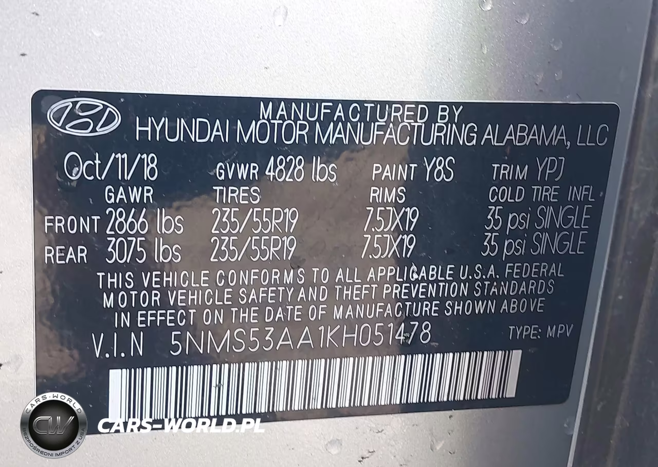 2019 Hyundai Santa Fe Limited 2.0T VIN:5NMS53AA1KH051478 - 9