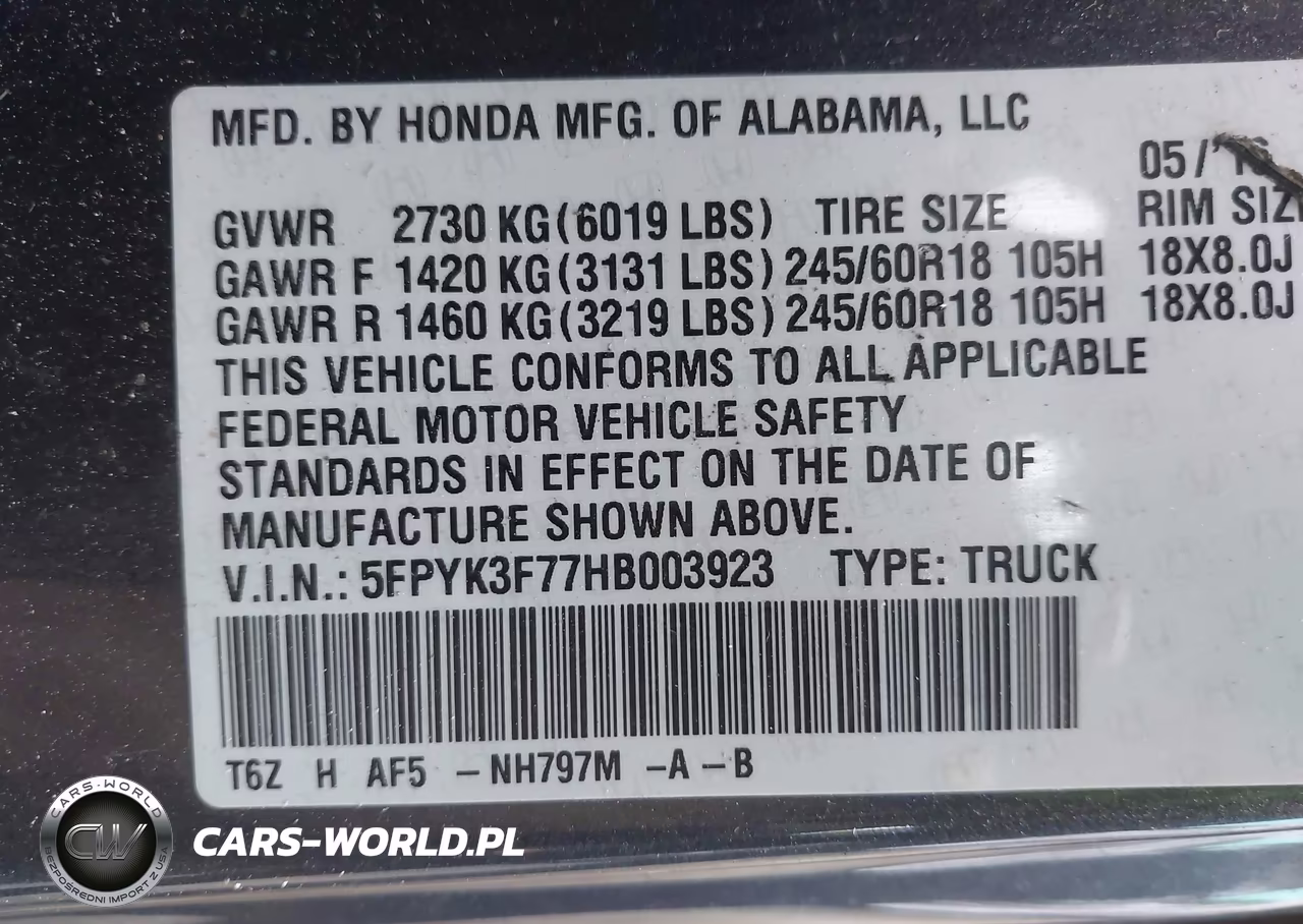 2017 Honda Ridgeline Rtl-E VIN:5FPYK3F77HB003923 - 9