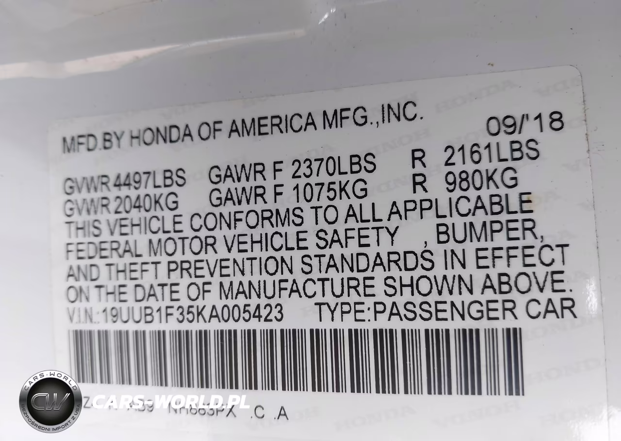 2019 Acura Tlx Standard VIN:19UUB1F35KA005423 - 9