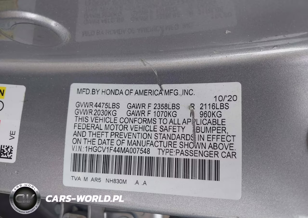 2021 Honda Accord Sport Special Edition VIN:1HGCV1F44MA007548 - 9