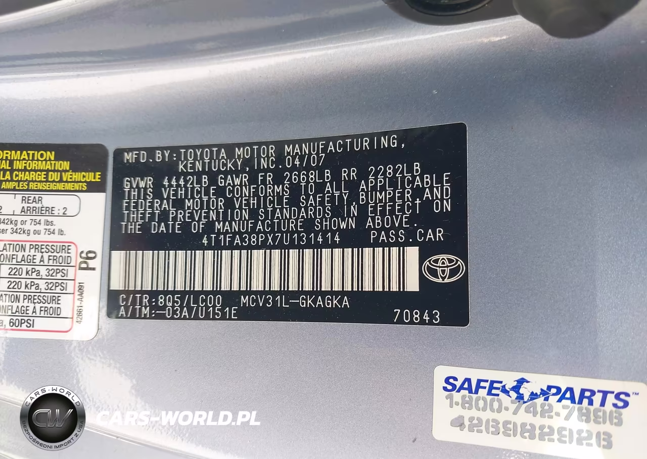 2007 Toyota Camry Solara Sle VIN:4T1FA38PX7U131414 - 9