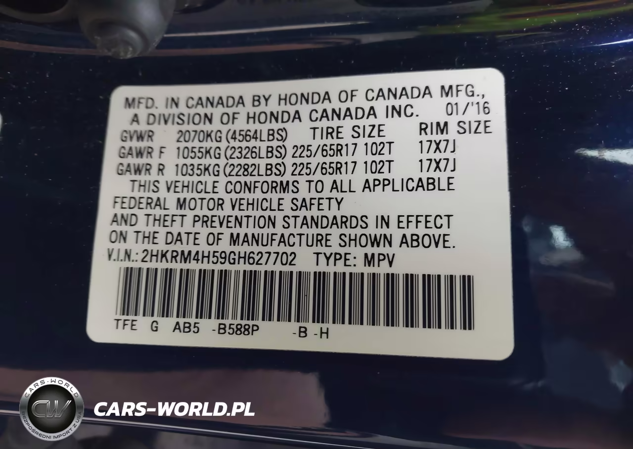 2016 Honda Cr-V Ex VIN:2HKRM4H59GH627702 - 9