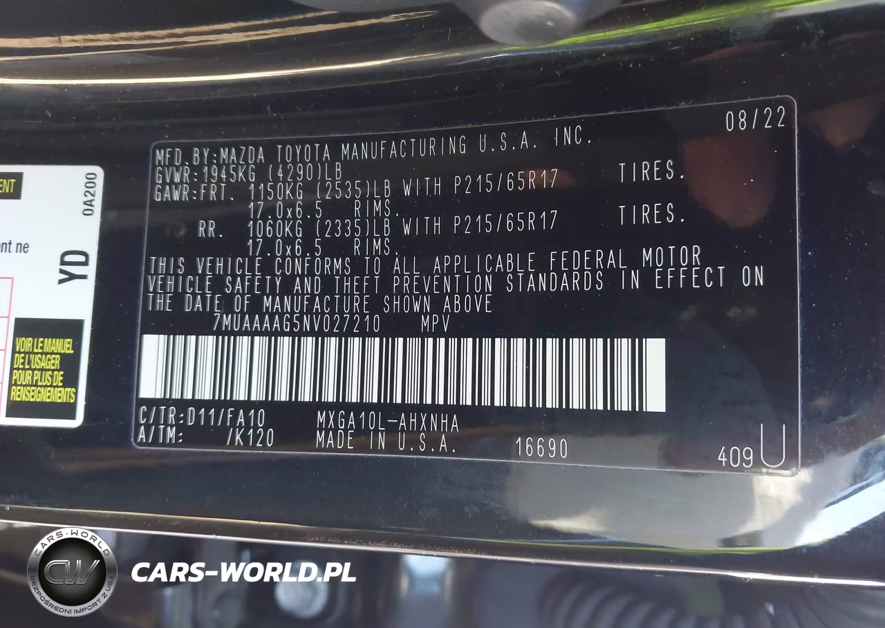 2022 Toyota Corolla Cross L VIN:7MUAAAAG5NV027210 - 9