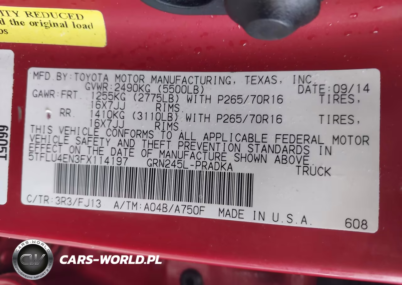 2015 Toyota Tacoma Base V6 VIN:5TFLU4EN3FX114197 - 9