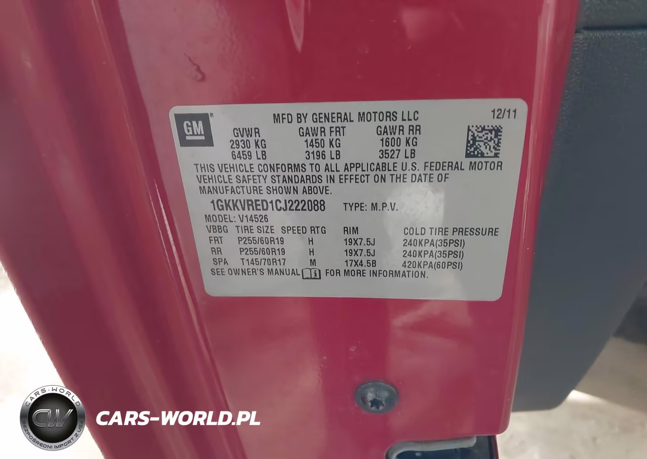 2012 GMC Acadia Slt-1 VIN:1GKKVRED1CJ222088 - 9
