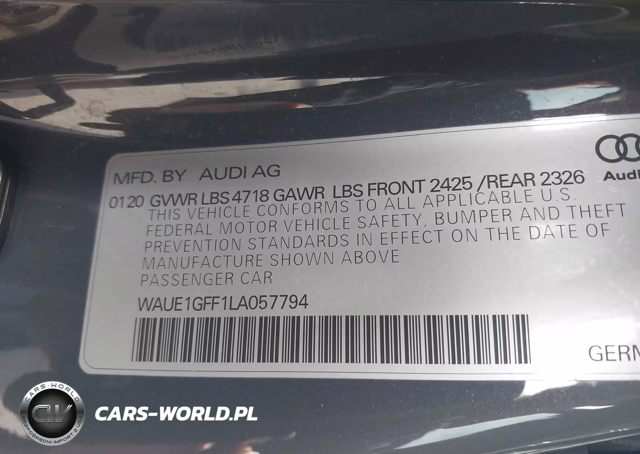 2020 Audi S3 Premium Plus Tfsi Quattro S Tronic VIN:WAUE1GFF1LA057794 - 9
