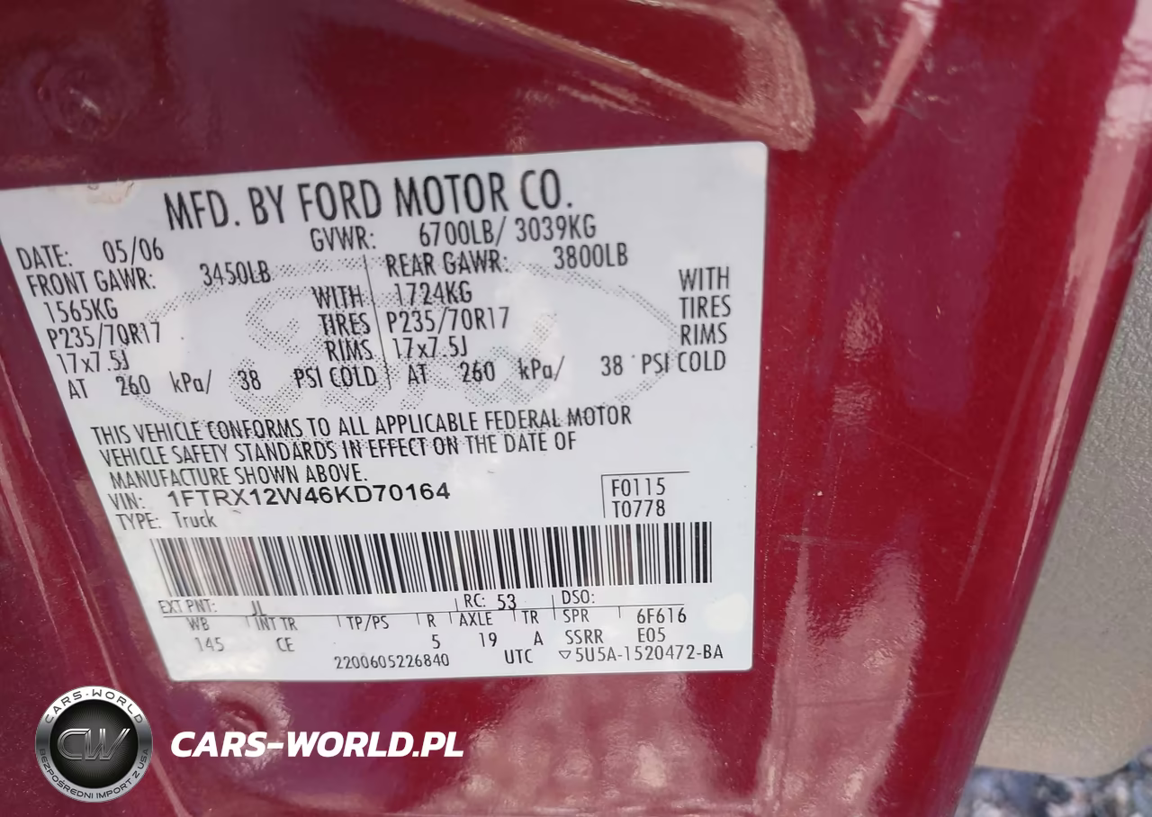 2006 Ford F-150 Stx-Xl-Xlt VIN:1FTRX12W46KD70164 - 9