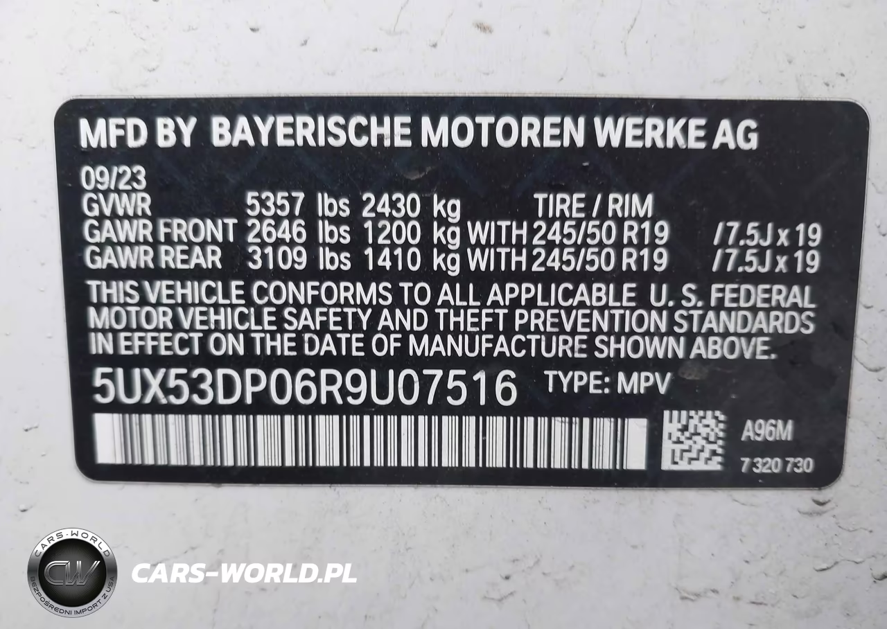 2024 BMW X3 xDrive30I VIN:5UX53DP06R9U07516 - 9