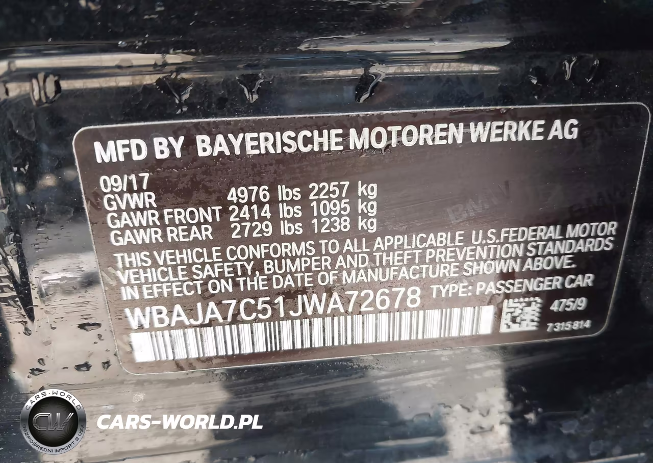 2018 BMW 530I xDrive VIN:WBAJA7C51JWA72678 - 9