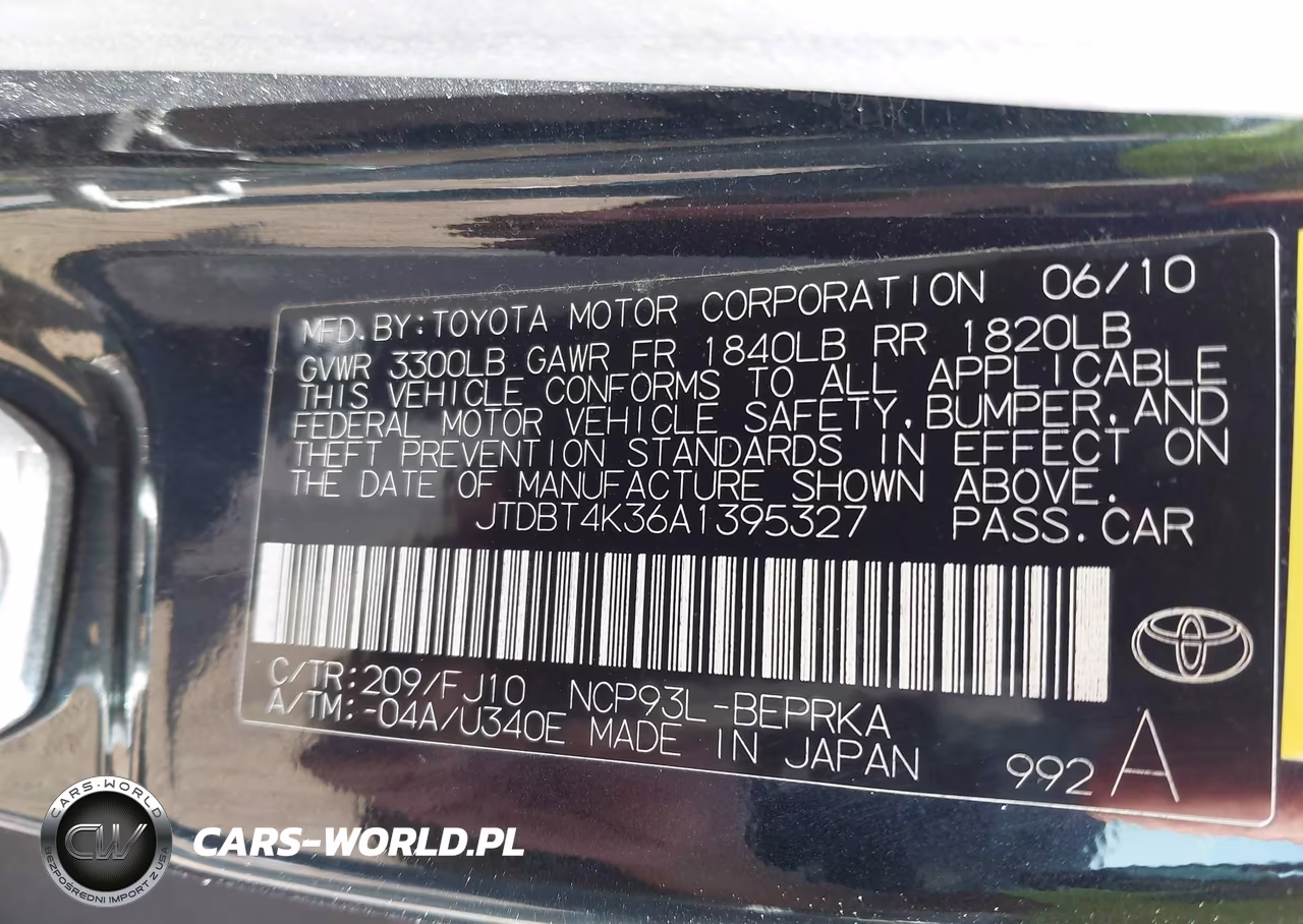 2010 Toyota Yaris VIN:JTDBT4K36A1395327 - 9