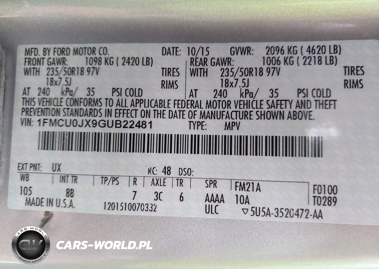 2016 Ford Escape Titanium VIN:1FMCU0JX9GUB22481 - 9