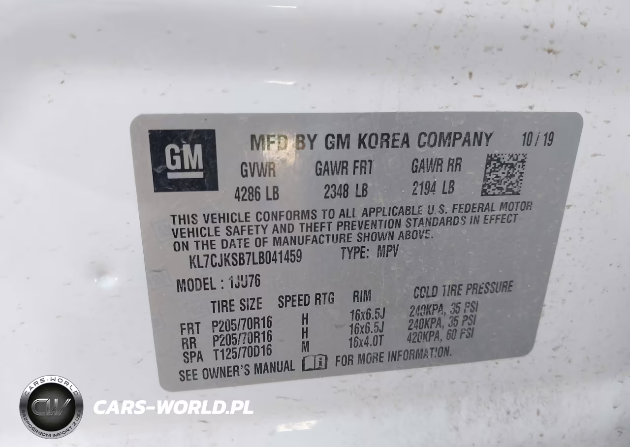 2020 Chevrolet Trax Fwd Ls VIN:KL7CJKSB7LB041459 - 9