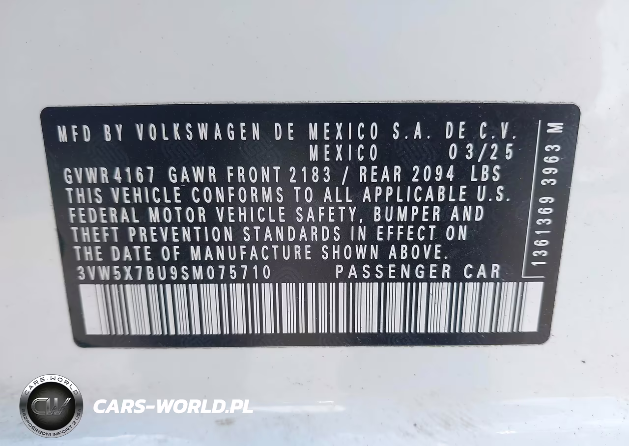 2025 Volkswagen Jetta 1.5T S VIN:3VW5X7BU9SM075710 - 9