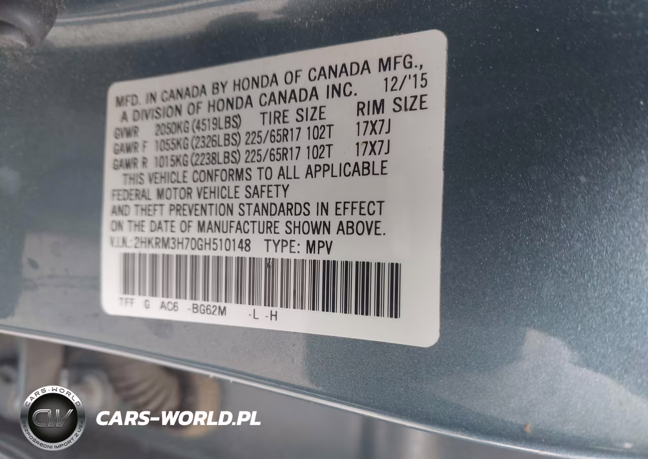 2016 Honda Cr-V Ex-L VIN:2HKRM3H70GH510148 - 9