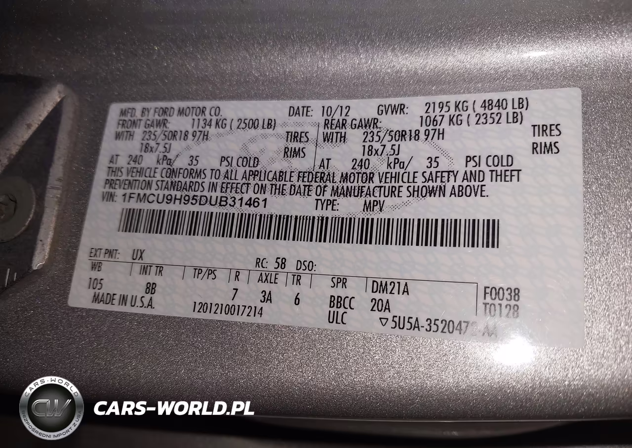 2013 Ford Escape Sel VIN:1FMCU9H95DUB31461 - 9