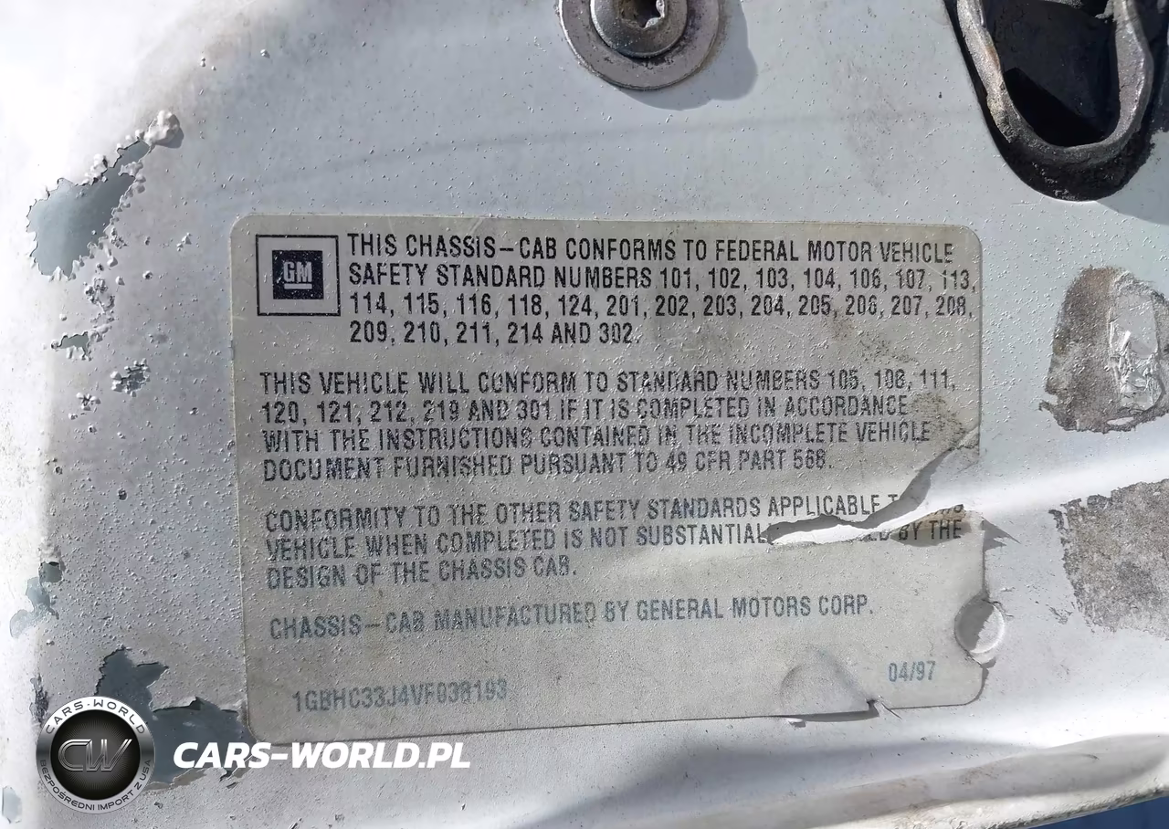 1997 Chevrolet C3500 Chassis VIN:1GBHC33J4VF038193 - 9