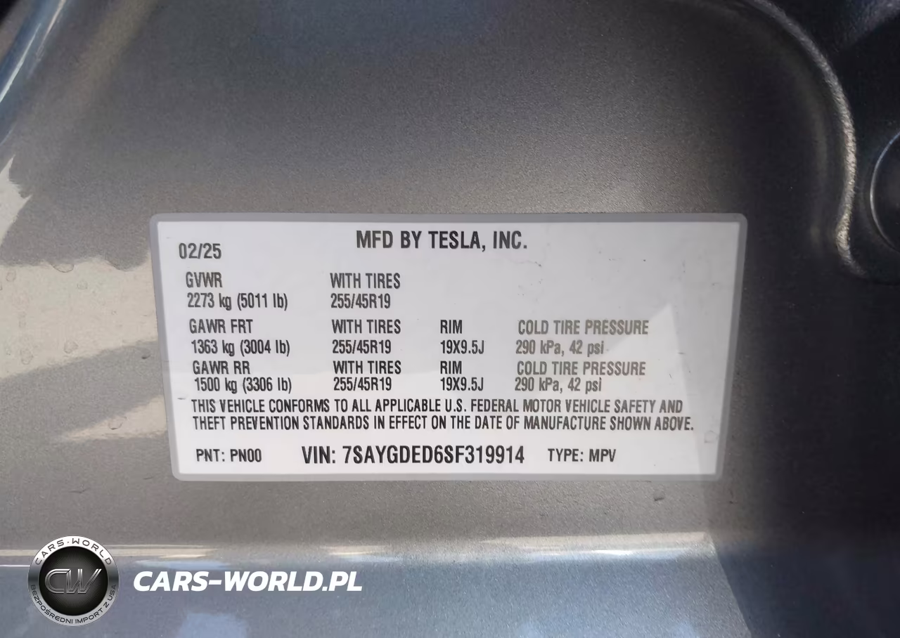 2025 Tesla Model Y Long Range Dual Motor Rear-Wheel Drive VIN:7SAYGDED6SF319914 - 9