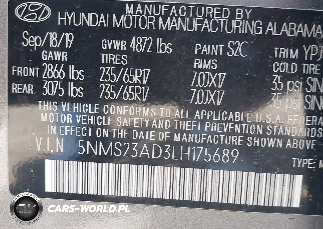 2020 Hyundai Santa Fe Se VIN:5NMS23AD3LH175689 - 9